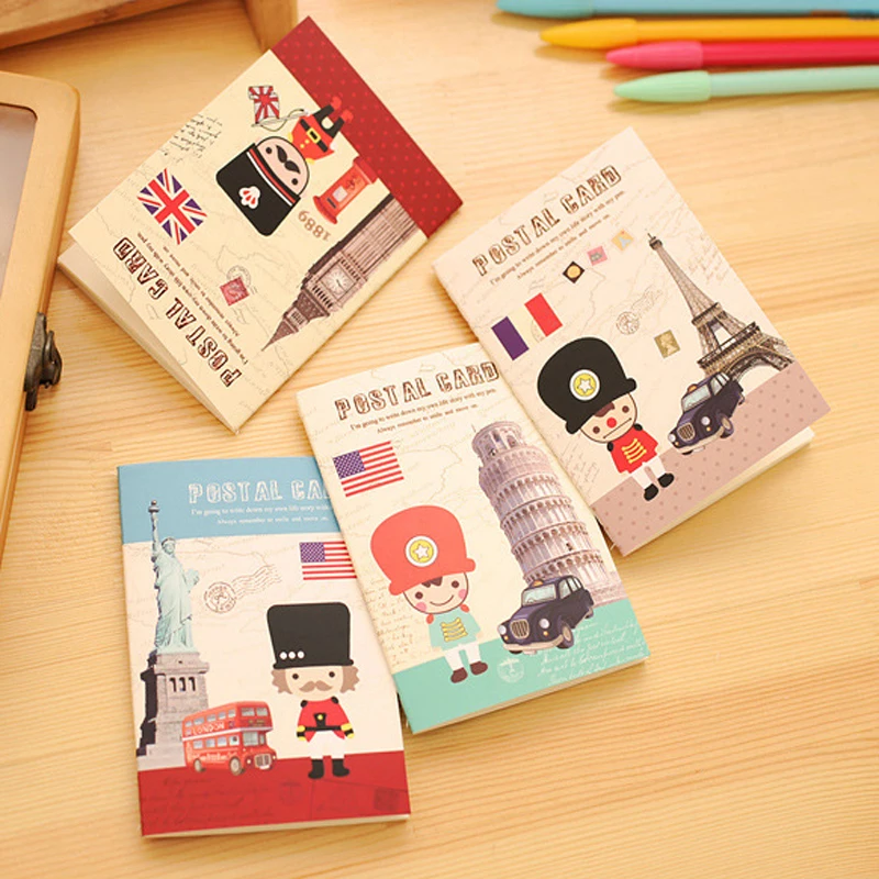 

2pcs Europe retro building A6 Notebook Diary Book Exercise Composition Notepad Escolar Papelaria Gift Stationery