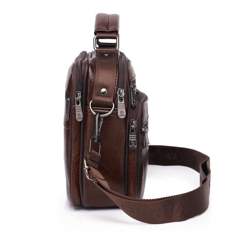 بقرة جلد طبيعي حقيبة ساع الرجال سفر الأعمال Crossbody حقيبة كتف للرجل الأزياء الحقائب رفرف الصلبة حقيبة ZZNICK