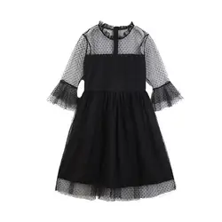 MUQGEW/семейные платья для мамы и дочки, одинаковые женские платья с принтом для маленьких девочек, однотонное кружевное вечерние платье