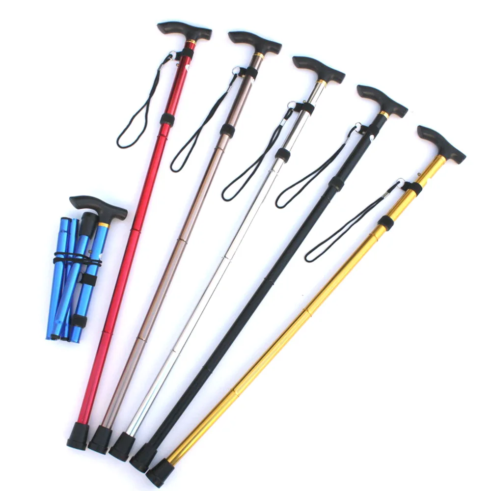 

Portable Folding Cane Aluminium Alloy Hand Walking Stick Trekking Hiking Sticks Non-slip 4 Section Adjustable Canes For Aged