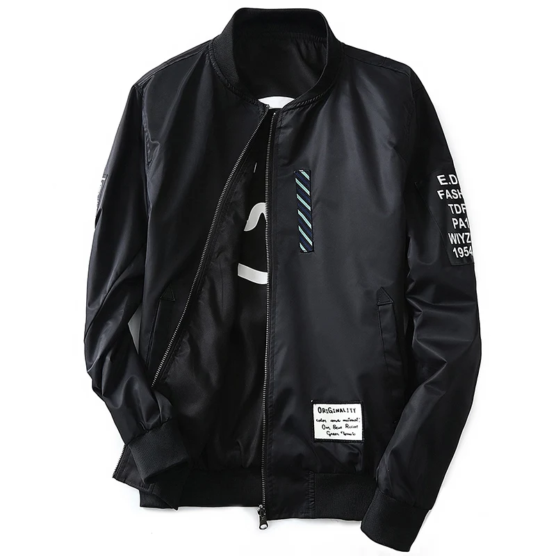 

2019 Spring Autumn Ma1 Smiling Face Jacket Mens Bomber Fashion Coat And Flight Jacket Double-sided Jacket