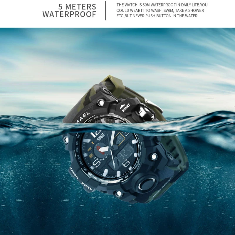 SMAEL, мужские военные водонепроницаемые цифровые часы 50 м, мужские светодиодный кварцевые часы, спортивные часы, мужские часы 1545+ Набор браслетов