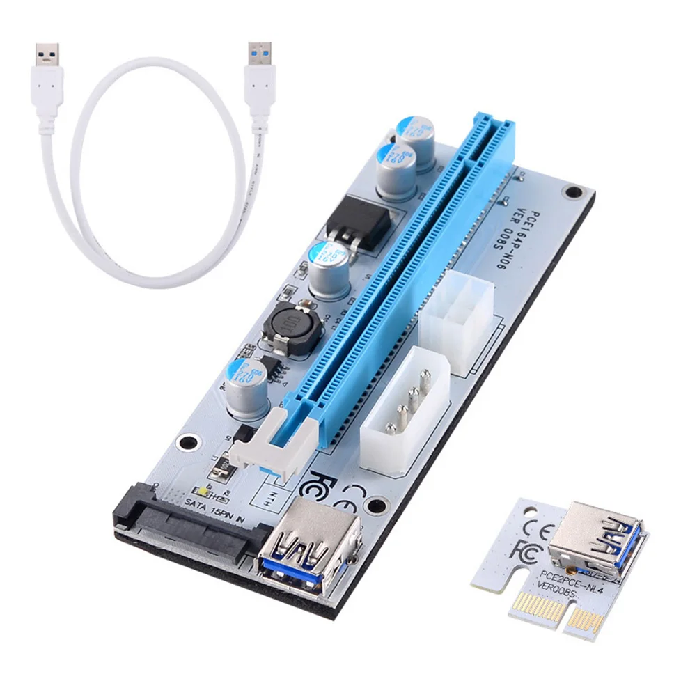 1 шт./6 шт./12 шт. PCI E Riser VER 008S Express 1X к 16X USB 3 0 Графический кабель удлинитель LSMK99| |