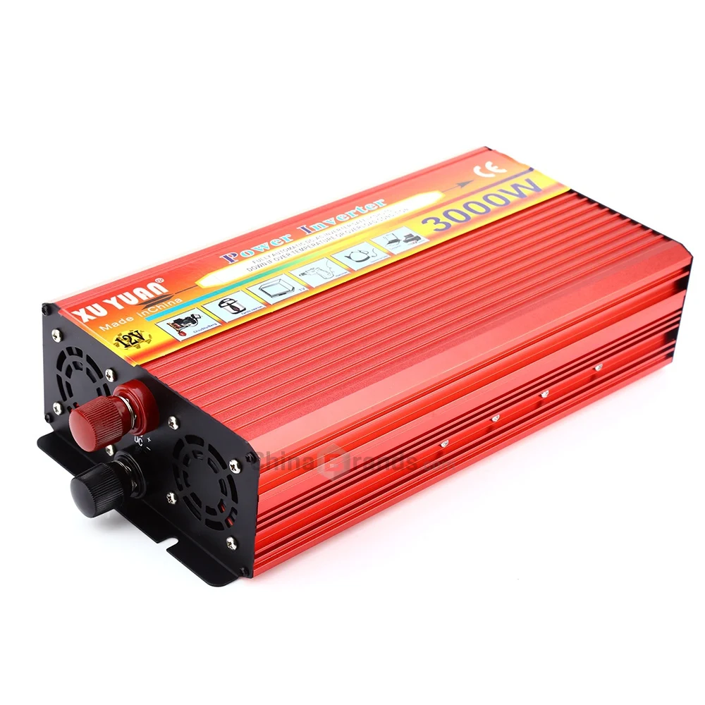 

XUYUAN 3000W DC 12V to AC 220V 50Hz Solar Car Power Inverter Modified Sine Wave Car Inverter Dual Socket Output
