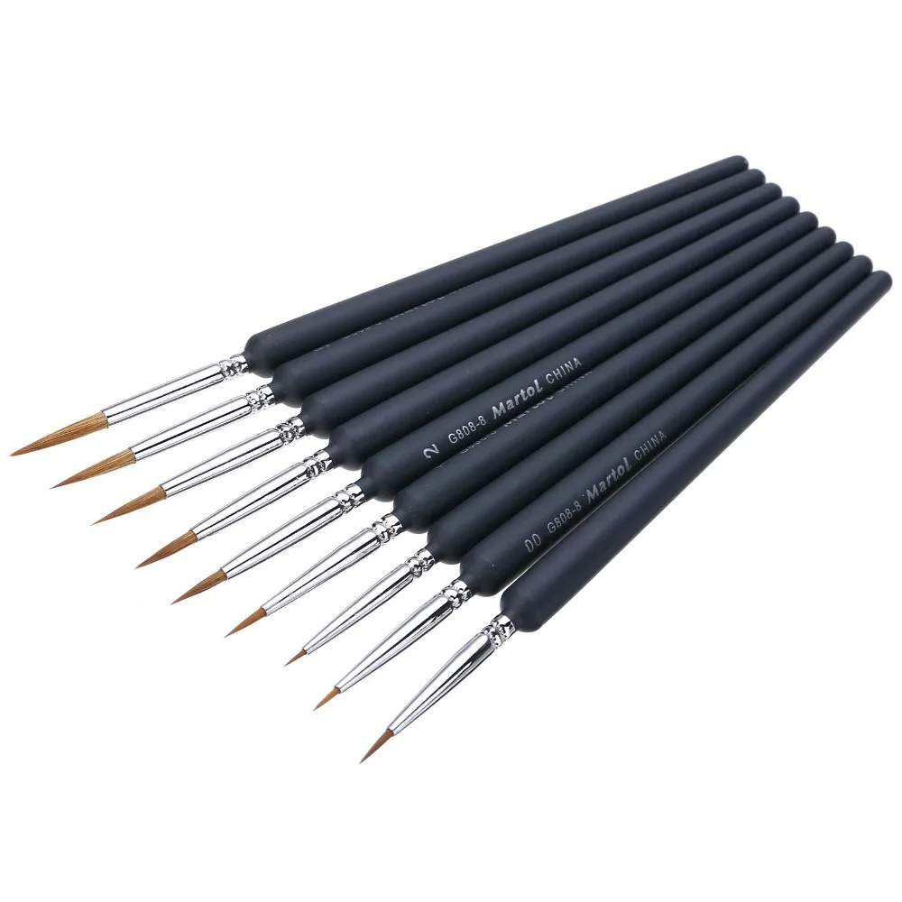 9pcs/Set Paint Brushes Artist Weasel Hair Brush Pen For Gouache Watercolor Paint Oil Painting For Beginners& Artists