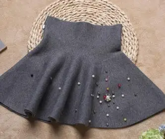 Коллекция года, осенне-зимняя детская одежда повседневная трикотажная юбка для девочек Лоскутные юбки-пачки принцессы с жемчужинами детские юбки - Цвет: as pictures5