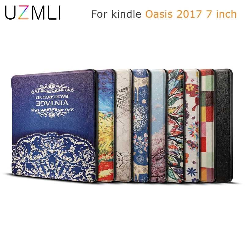 Умный чехол для Amazon Kindle Oasis 7,0 E-reader электронная книга ультра тонкий чехол с принтом кожаный чехол Автоматический Режим сна/пробуждения