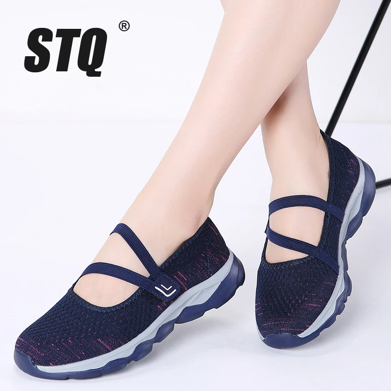 

STQ 2019 Summer women flat platform shoes women breathable casual sneakers shoes slip on flat walking shoes for women 929