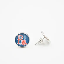 Boston Red Sox Earring And Get Free Shipping On Aliexpress 6 Style 12mm Gl Round Boston Red Sox Baseball Team