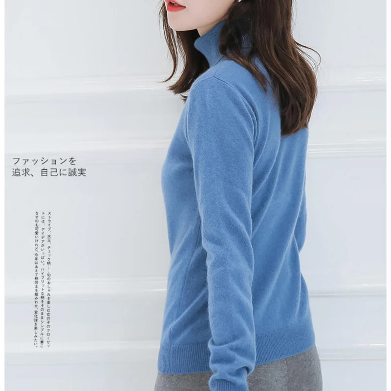 Turtleneck Cashmere Sweater Women Pullover Slim Fashion Long Sleeve Knitting Keep Warm Bottoming Female 2018 Autumn Winter Tops