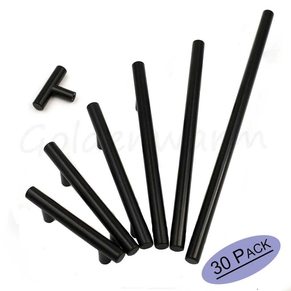 

Black Drawer Pulls Kitchen Cabinet Door Hardware Handles 2.5"~10"Hole Space Cupboard Closet Drawer Knobs Stainless Steel 30Pack