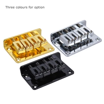 

High Quality 4 String Guitar Bridge Set Fixed Hard-tail Tailpiece Bridge Set for Electric Ukelele Golden