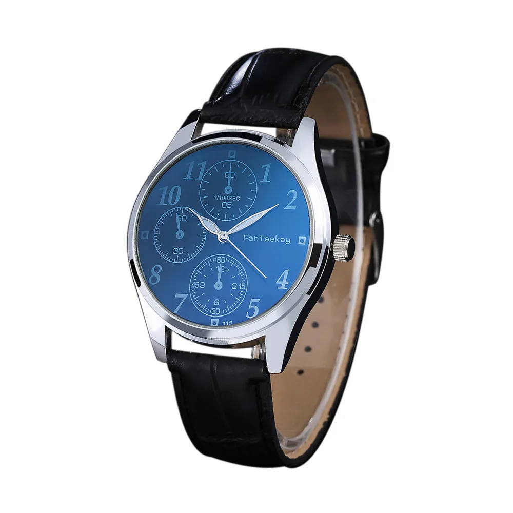 

2019 Fashion Men Leatherwatches Simple Stainless Steel Blu-ray Mirror Military Sport Quartz Watch montre homme automatique a65