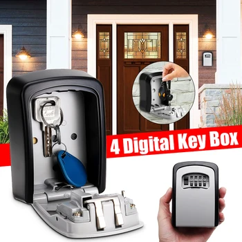 

Safe Box Wall Mounted 4 Password Keys Combination Lock Metal Alloy Storage Store Key Storage Organizer Boxes Case Waterproof