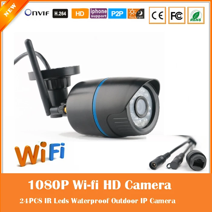 2.0mp 1080p Bullet Ip Camera Wifi Wireless Surveillance Motion Detect Outdoor Waterproof Black Plastic Webcam Freeshipping Hot