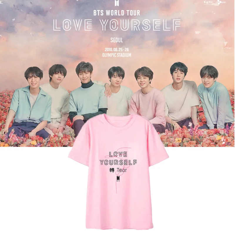 

kpop T shirt exo Bangtan Boys album LOVE YOURSELF turn Tear peripheral T-shirt men women k-pop Tshirt k pop summer