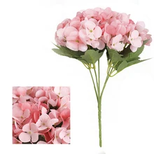 Светло-фиолетовый, зеленый, синий, белый, светло-розовый, желтый, Свадебный, свинцовый макет, искусственный цветок, 5 головки гортензии, украшение дома