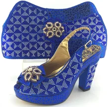 2016 New coming African sandals Italian shoes and bags to match shoes with bag set,ME3332 Royal Blue shoes and matching bag.