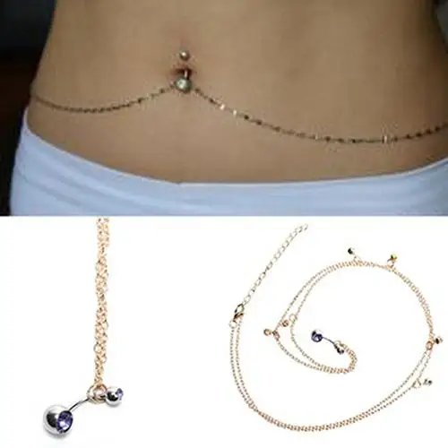

Crystal-statement Body Jewelry Rhinestone Navel Ring Belly piercing Bar Jewelry Belly-Wai Waist Chains Body Piercing Jewelry