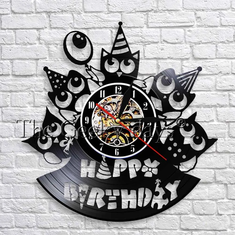 Happy Birthday Wall Clock Party Wall Art Decor Vinyl Record Clock