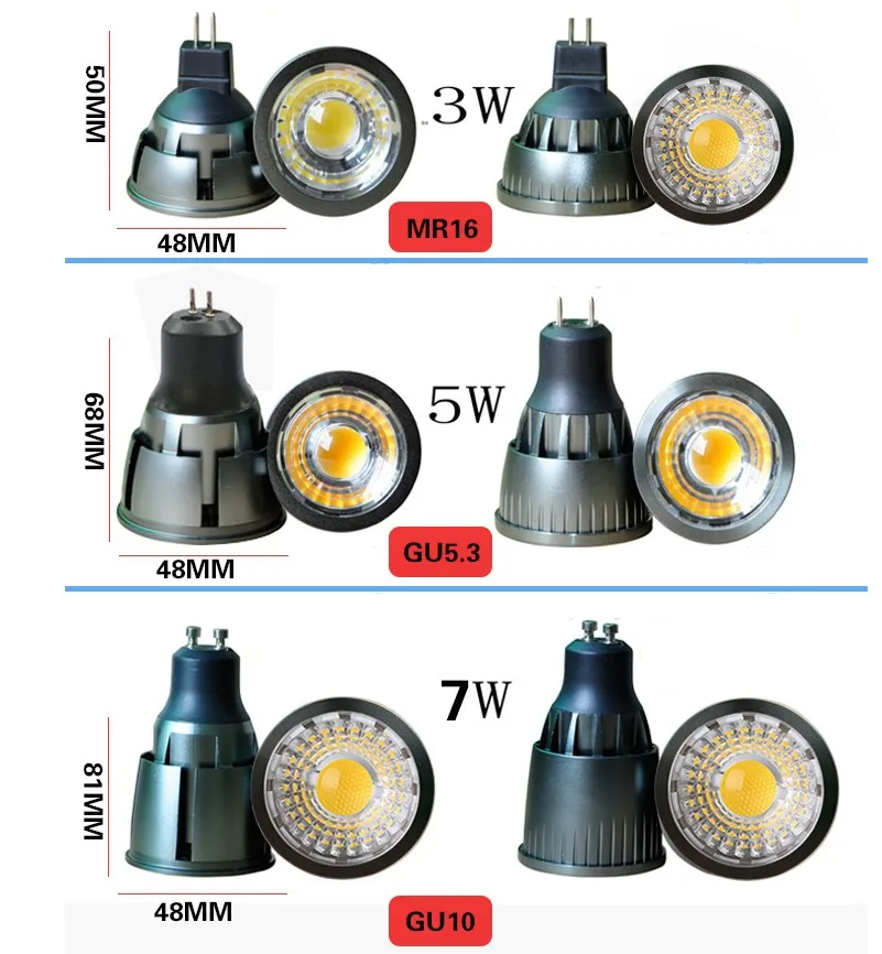 Супер яркий светодиодный GU10 удара шарика 7 W 5 W 3 W 220 V светодиодный пятно света GU10 Точечный светильник, лампочка E27 E14 GU5.3 MR16 светодиодный