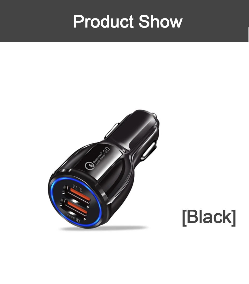 Quick QC3.0 Car Charger Quick Charge Dual USB Fast Charging Cable For Mobile Phone Fast Charging Car-charger Charge Adapter (9)