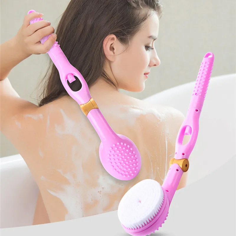 

Bath Brushes Long Handle Foldable Automatically Add Body Wash Massage Back Sponges Scrubbers Bathroom Accessories Supplies