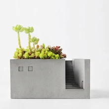 Fine multifunctional concrete material Flower Pots Creative pen holder desktop concrete storage Plant Planters pot