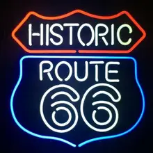 Пользовательский путь 66 стеклянный неоновый свет знак пивной бар