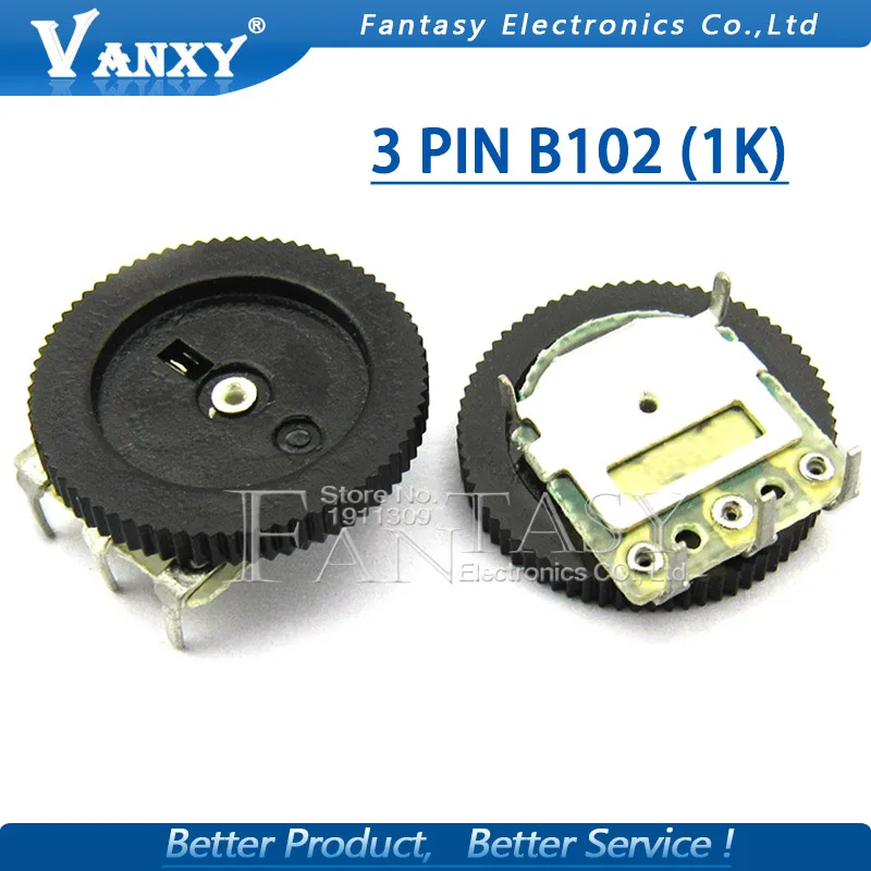 5pcs Gear tuning potentiometer B102 1K 3pin 16*2mm Dial Potentiometer