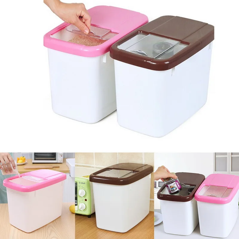 

Junejour Home 10KG Large Capacity Thickening Plastic Seal Moisture Proof Dry Food Cereal Flour Rice Storage Box Grain Container