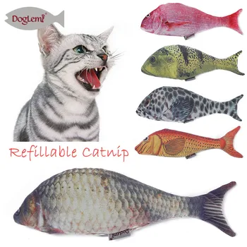 

Doglemi Refilling Catnip Toys Simulation Plush Fish cat toys Interactive Chewing toys for Cat/Kitty/Kitten