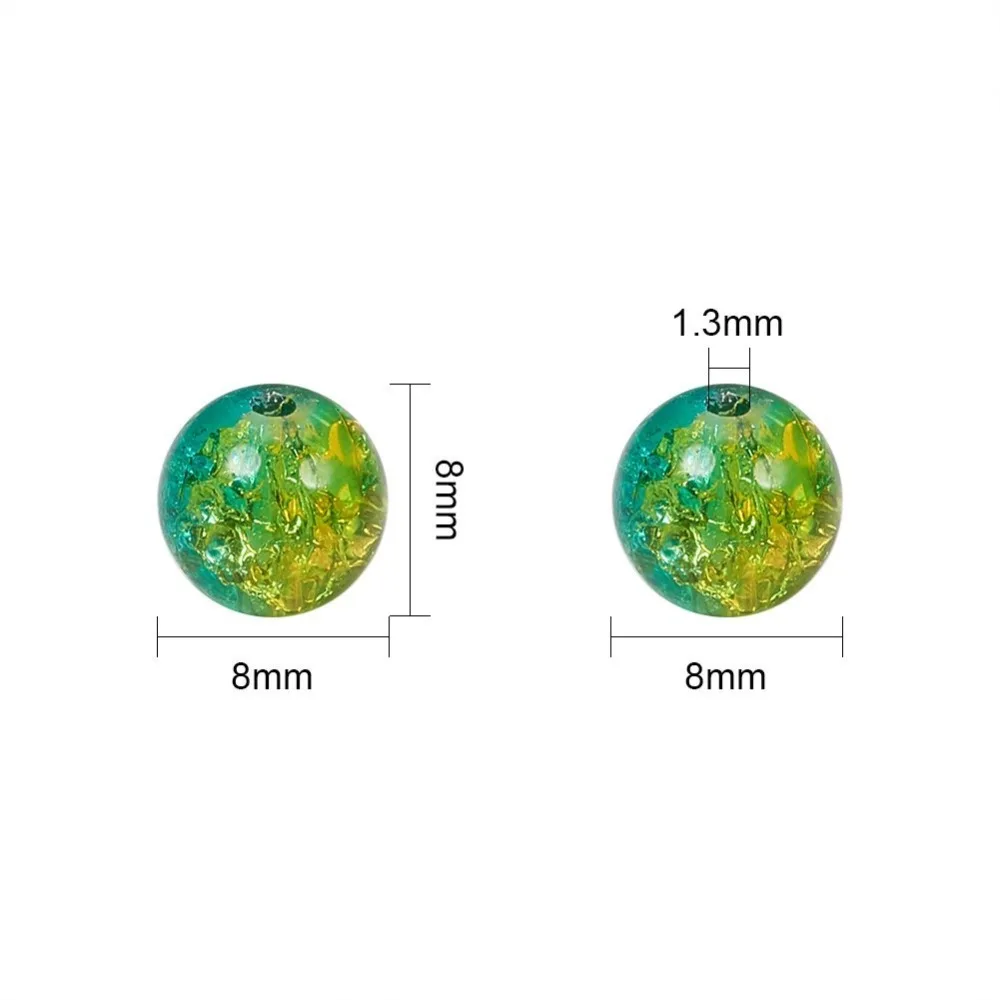 4/6/8/10 мм набора круглых прозрачных ленточек бусины кракле, Стекло бусины для изготовления ювелирных изделий Смешанные Цвет отверстие: 1,3 мм D35