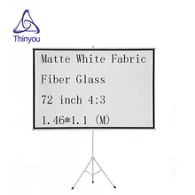 Thinyou 72 Inch 4:3 projector screen Matte White Fabric Fiber Glass Gain Portable Pull Up Stable Stand Tripod Bracket Screen