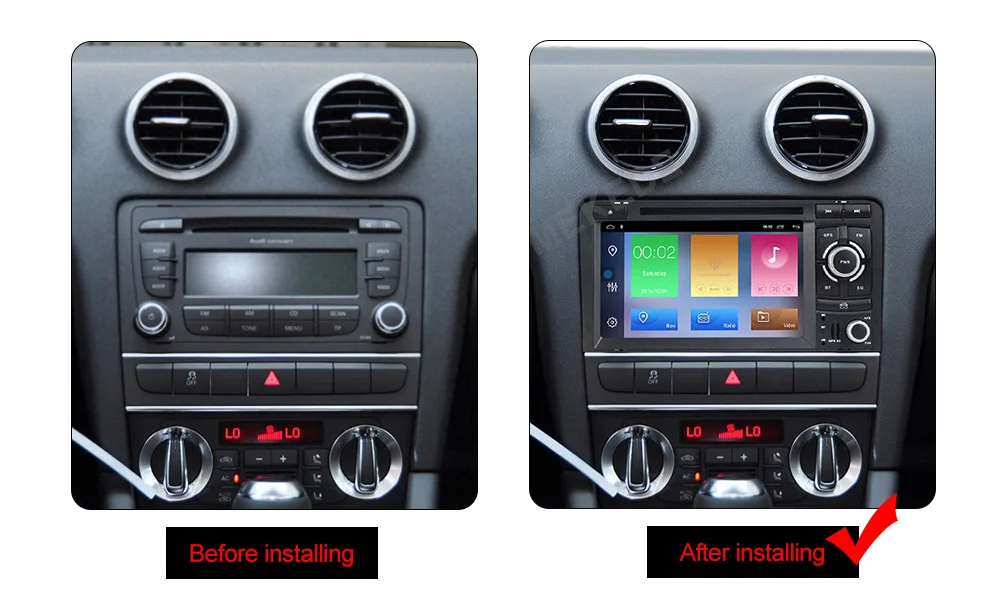 Cheap MEKEDE Android 9.1 2+32G Car Multimedia player  For  Audi A3 8P 2003-2012 S3 2006-2012 RS3 Sportback 2011 Radio GPS WIFI BT 6