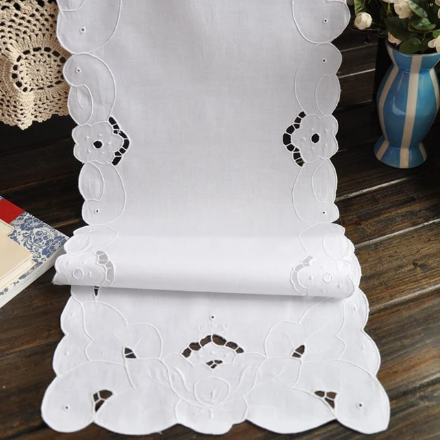 Buy For Sale White Table Runner Embroidery Cotton
