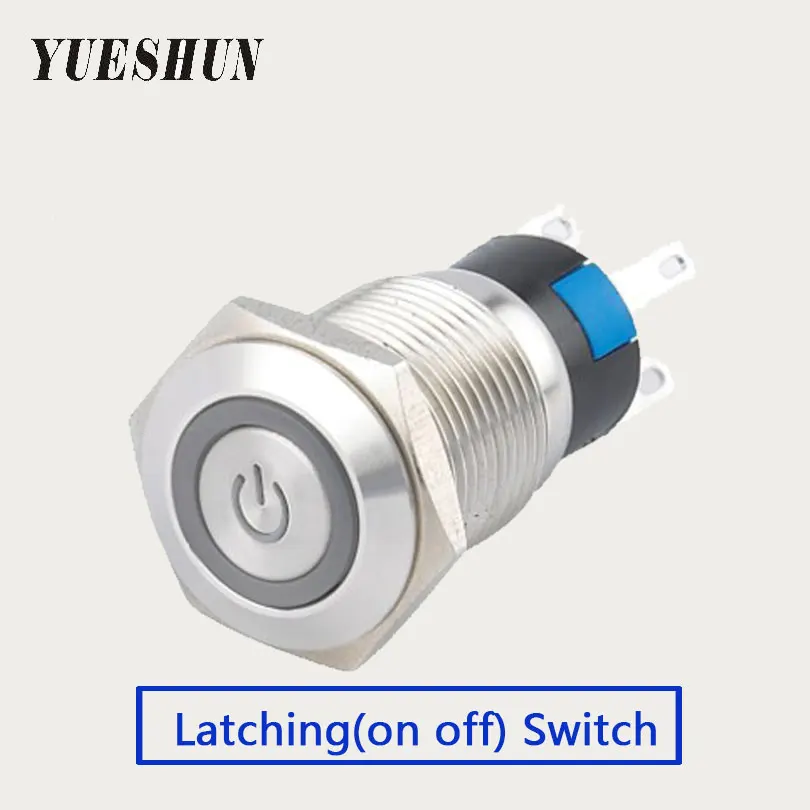 

10 pieces 16mm LED Push Button Switch Home Electronic Accessories Stainless Steel Light Switch Latching Type Power Switches