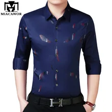 MIACAWOR, новинка, повседневные рубашки, высокое качество, с принтом, мужские рубашки, облегающие, Social, рубашка с длинным рукавом, Camisa Masculina C452