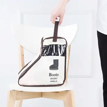 

Boots Storage Bag Visible Non-woven Dust Bags Shoe Bag Zipper With Handle Storage Bags Long Short Paragraph Shoes Organizer
