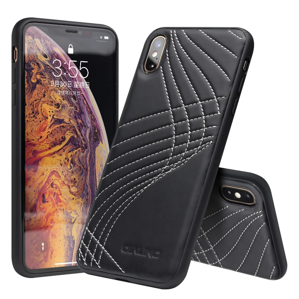 QIALINO Slim Leather Back Case for iPhone XS MAX Luxury Fashion Phone Cover XR Ultra Thin |