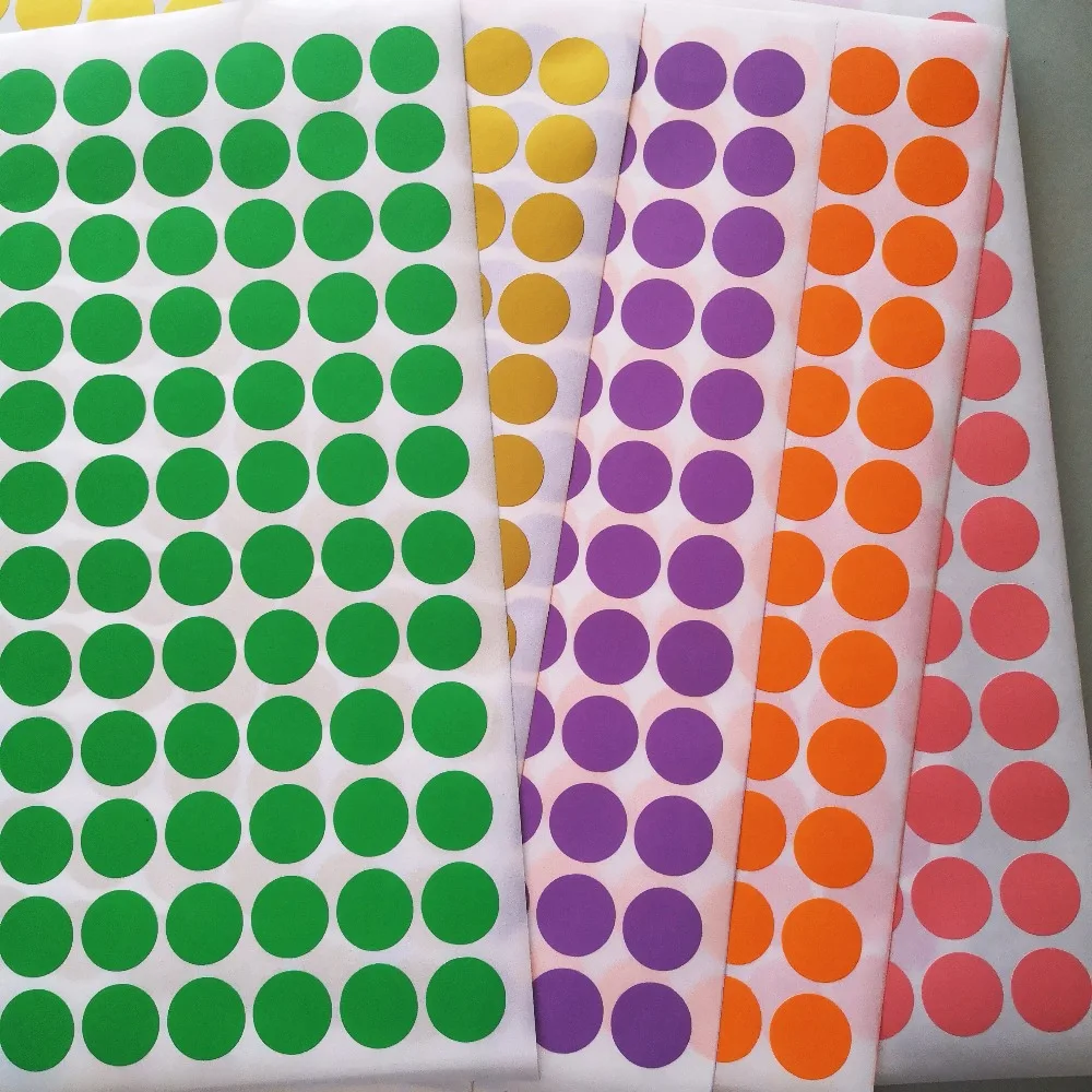 

2160pcs/lot 20mm beautiful COLOR DOT stickers for various use, A4 size can be printed on laser printer, Item No.OF10