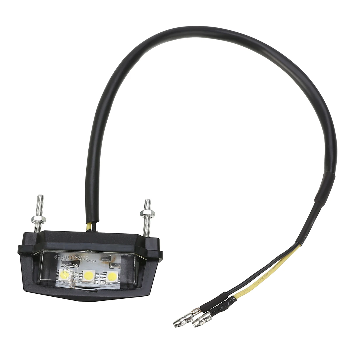 Mayitr 1PC Durable Motorcycle 12V Rear Tail Number Light Mini White LED License Plate Lights Black For Off-road Scooter ATV