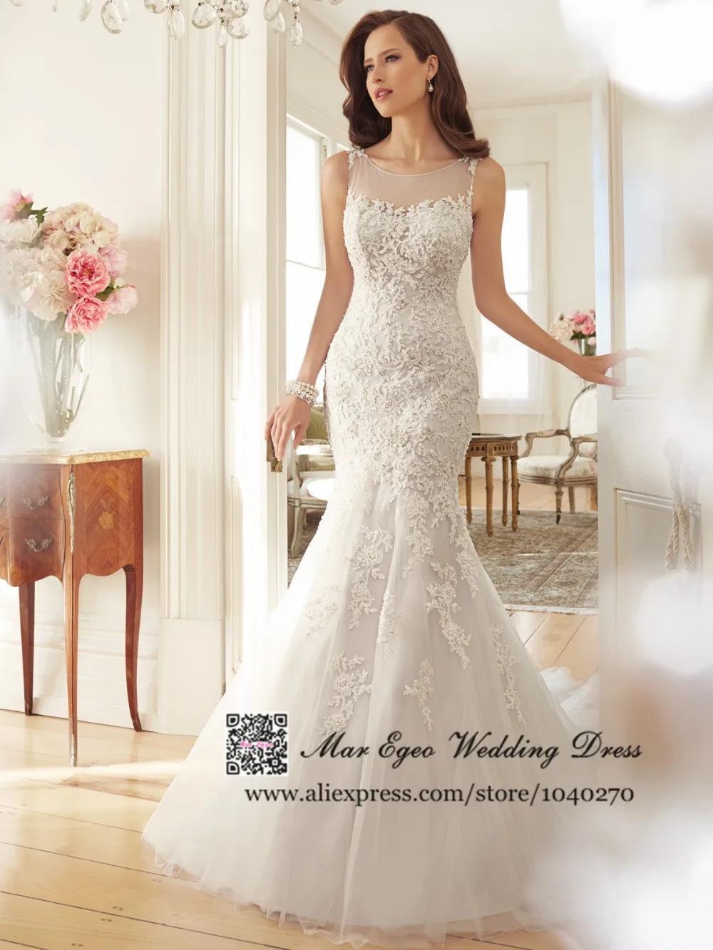 2017 Top Scoop Y See Through Sleeveless Lace Wedding Dress 2017 Top Scoop Y See Through Sleeveless Lace Wedding Dress Chapel Train Mermaid Dresses Vestido De Novia We 41 In From