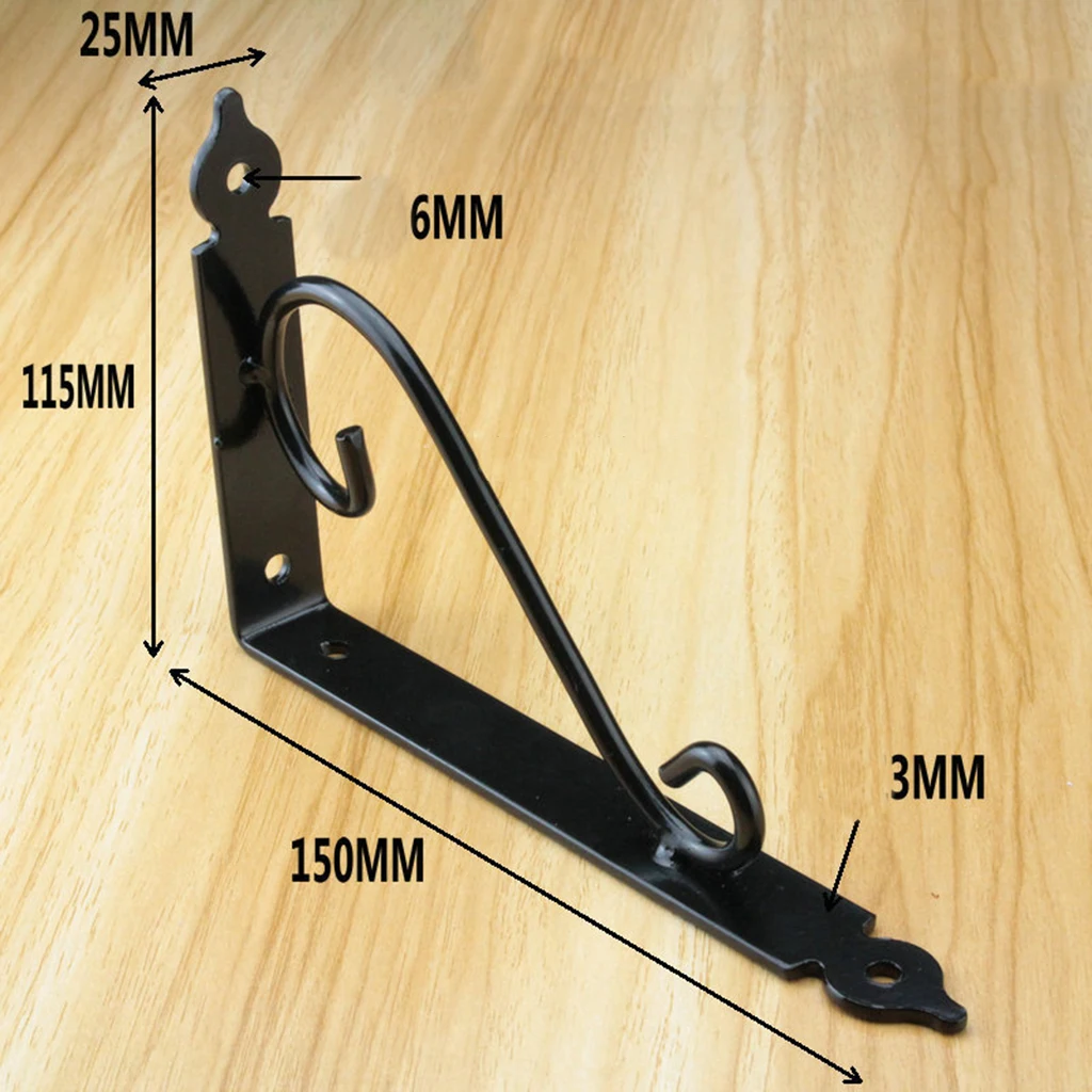 Baoblaze 2pcs Wall Shelf Bracket Metal Heavy Duty Supporter L Shaped Wall Hanging Shelves