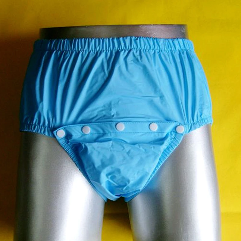 FUUBUU2211-Blue-XXL-1PCS Open front waterproof pants adult non disposable diaper incontinence pants for adults