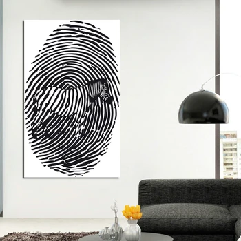 

1 Pcs Black and White Painting Human Fingerprint Canvas Prints Wall Art Pictures For Living Room Modular Pictures Unframed