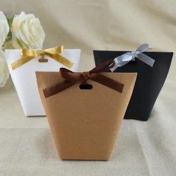 

100pcs Brown / White / black solid color Kraft Paper Wedding Candy Boxes Birthday Party Gift Favor candy bag package