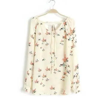 

Elegant Floral Print Chiffon Blouse Women Long Sleeve Petal Shirts Tops Fashion Autumn Ladies Blouse Femme Loose Blusas