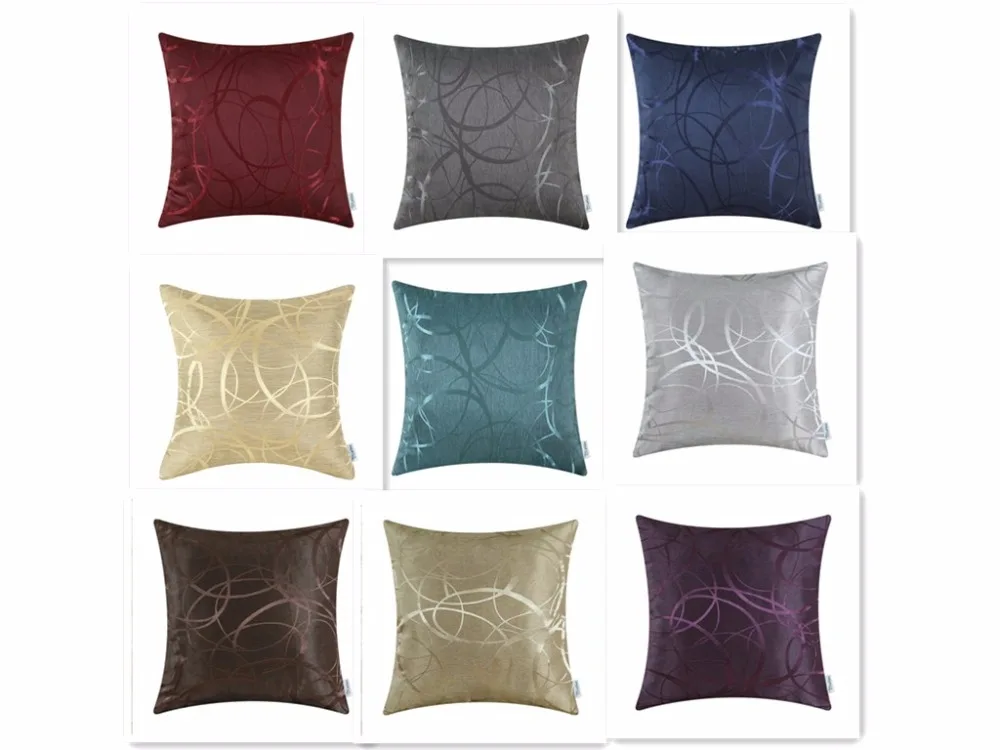 

CaliTime Cushion Cover Pillows Shell Jacquard Circle Striped Home Sofa Decor