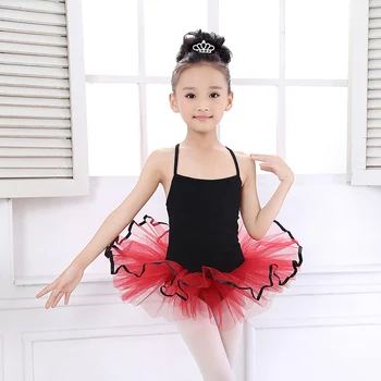 

2017 Kids Ballet Dance Dress Cropped Lycra Cotton Princess Black Swan Sling Sleeveless Tutu Ballet Professional Ballerina Girls